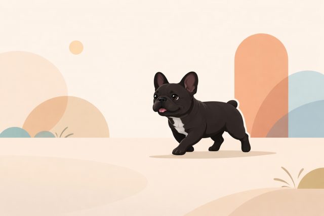 French Bulldog Minimal Beige Wide Scene Graphic Wallpaper