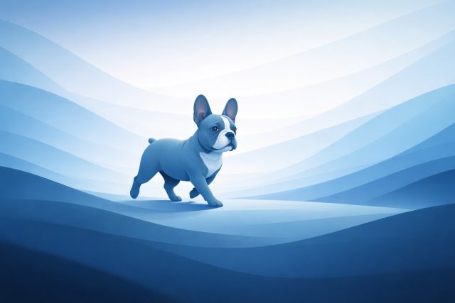French Bulldog Minimal Blue Gradient Flow Landscape Wallpaper