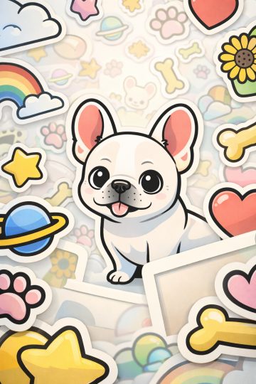 French Bulldog Sticker Collage Explosion Cute Layered Wallpaper