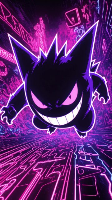 Gengar Neon Shadow Wallpaper