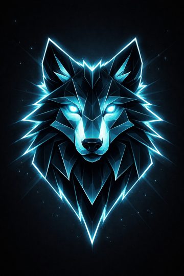 Glowing Geometric Wolf Head Wallpaper