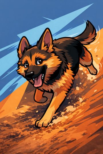 German Shepherd Cartoon Flat Running Dynamic Wallpaper