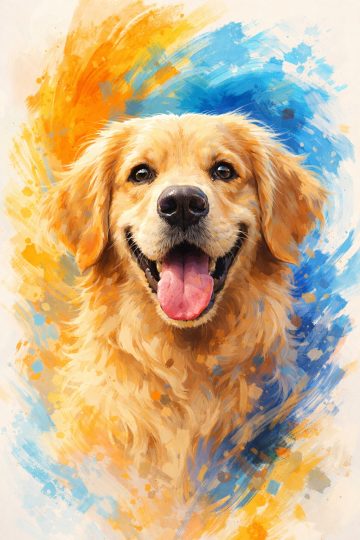 Golden Retriever Paint Splash Portrait Wallpaper