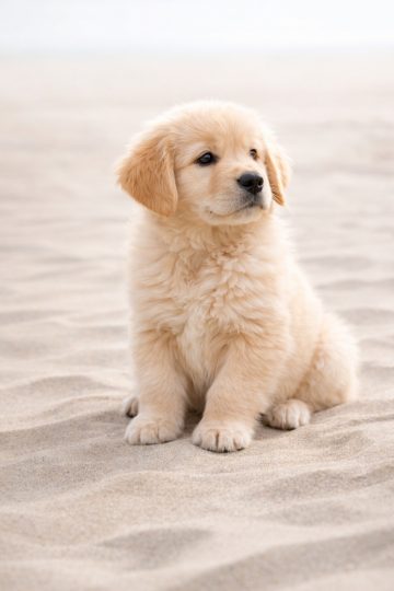 Golden Retriever Puppy on Soft Sand Wallpaper
