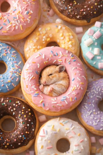 Hamster Sleeping Inside Donut Wallpaper