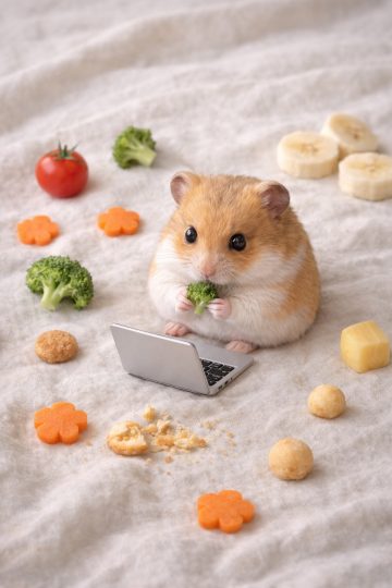 Hamster Snacking with Laptop Lifestyle Wallpaper