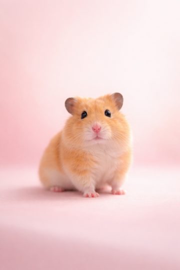 Hamster on Soft Pink Minimal Background Wallpaper