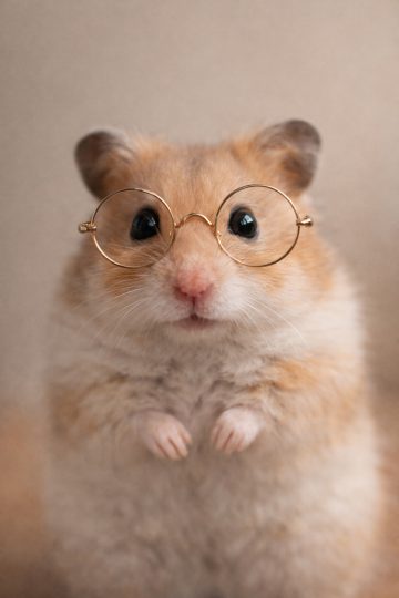 Hamster with Round Glasses Close-Up Portrait