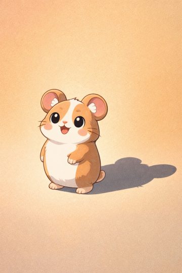 Simple Hamster with Shadow Minimal Cartoon Wallpaper
