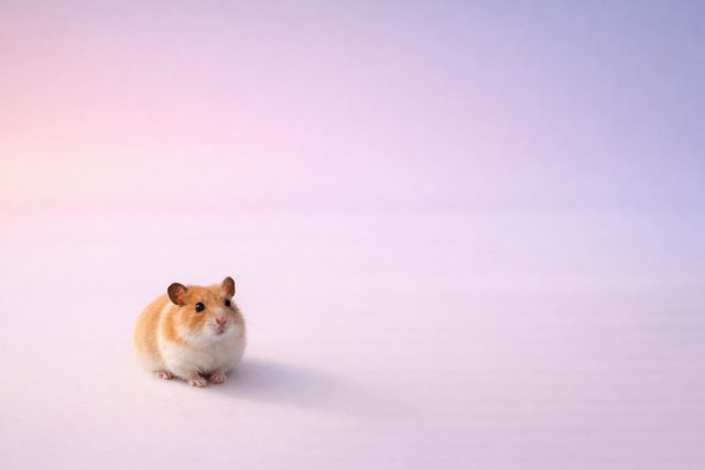 Tiny Hamster Wide Pastel Minimal Wallpaper
