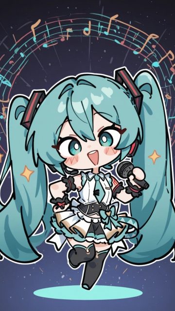 Hatsune Miku Cosmic Melody Chibi Wallpaper