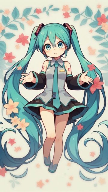 Hatsune Miku Floral Storybook Wallpaper