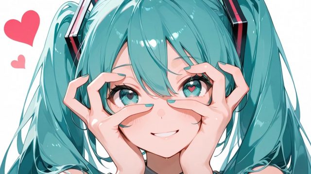 Hatsune Miku Playful Heart Frame Wallpaper