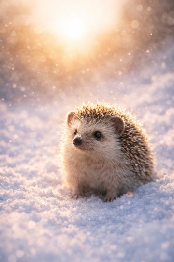 Hedgehog in Golden Winter Sunlight Wallpaper