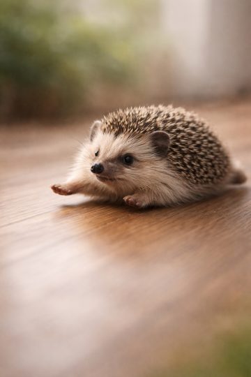 Playful Hedgehog Sliding on Floor Wallpaper