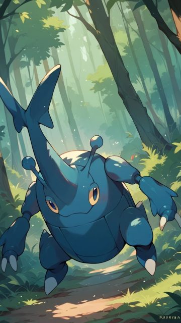 Heracross in a Sunlit Forest Wallpaper