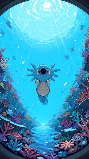 Horsea in a Coral Reef Wallpaper