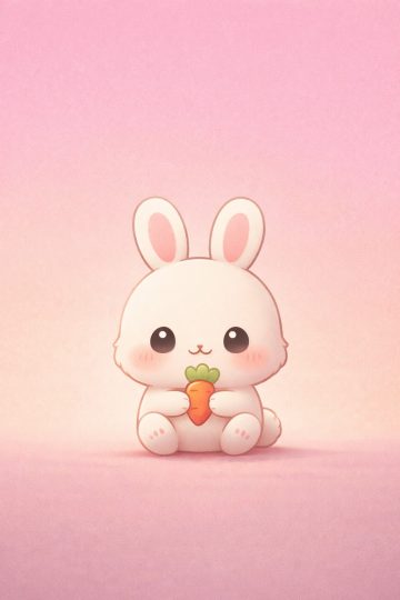 Kawaii Bunny Holding Carrot