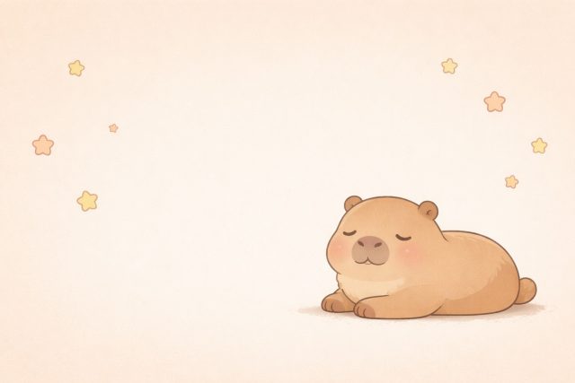Peaceful Minimal Kawaii Capybara Sleeping