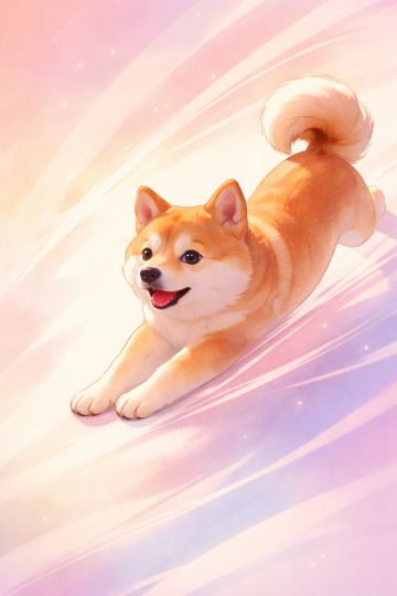 Kawaii Shiba Sliding on Pastel Rainbow Motion Wallpaper