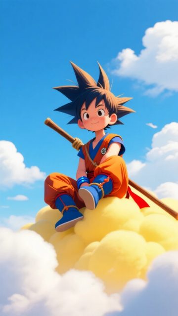 Kid Son Goku Flying Nimbus Wallpaper