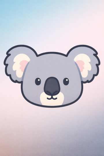 Flat Cartoon Koala Head on Soft Gradient Background Wallpaper
