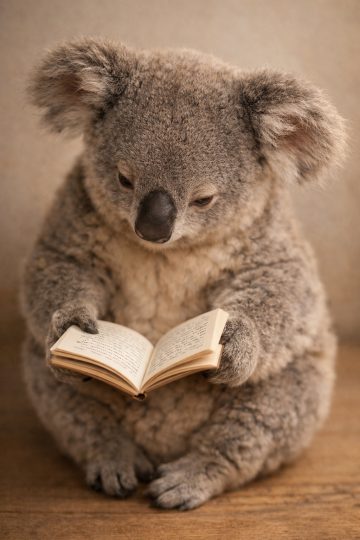 Koala Reading a Small Book Wallpaper