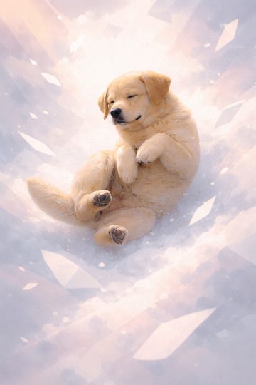 Labrador Retriever Floating in Soft Surreal Clouds Wallpaper