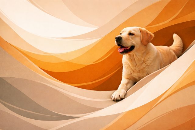 Labrador Retriever in Warm Abstract Wave Forms Wallpaper