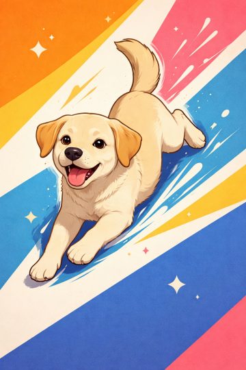 Cartoon Labrador Retriever Bold Graphic Color Splash Wallpaper