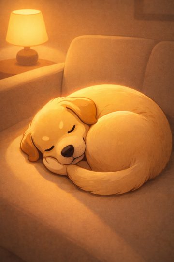 Cartoon Labrador Retriever Sleeping Cozy Lamp Wallpaper