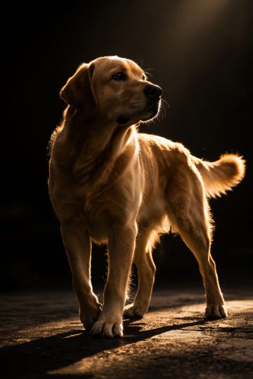 Labrador Retriever in Dramatic Rim Light Studio Wallpaper