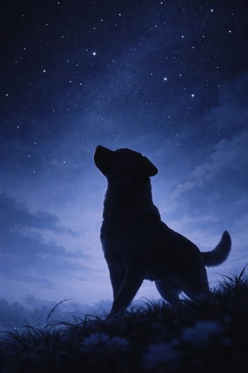 Labrador Retriever Night Sky Silhouette Stargazing Wallpaper
