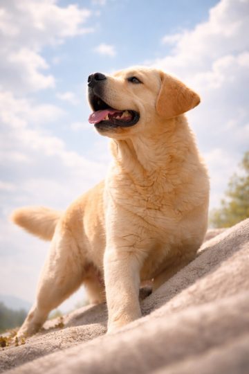Labrador Retriever Gazing at Sky on Sunny Hill Wallpaper