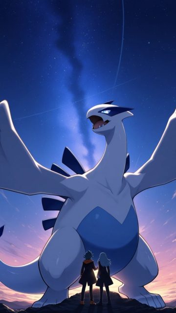 Lugia Beneath a Stormy Sky Wallpaper