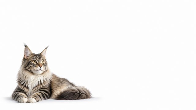 Maine Coon Cat in Minimal White High Key Space Wallpaper
