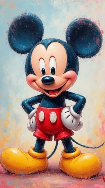 Classic Mickey Mouse Pastel Portrait Wallpaper