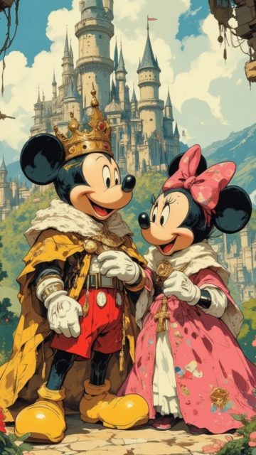 Mickey Mouse and Minnie Castle Wallpaper