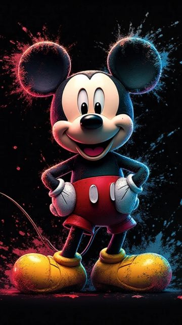 Mickey Mouse Neon Splash Wallpaper