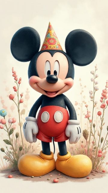 Mickey Mouse Party Garden Wallpaper