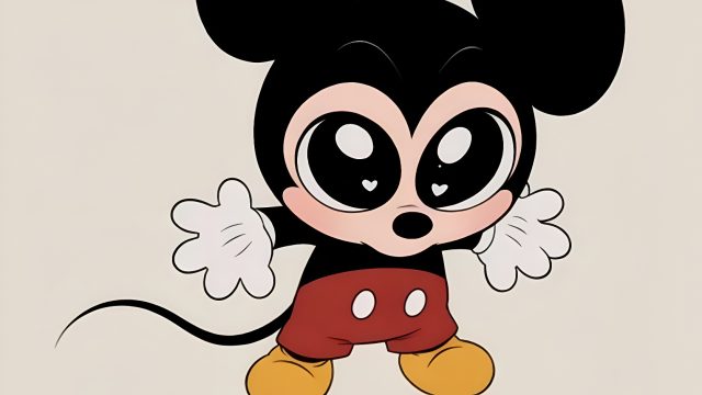 Playful Mickey Mouse Close-Up Watercolor Wallpaper