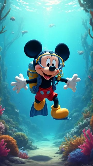Mickey Mouse Underwater Adventure Wallpaper