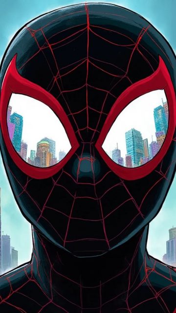 Miles Morales Close Up Mask Wallpaper