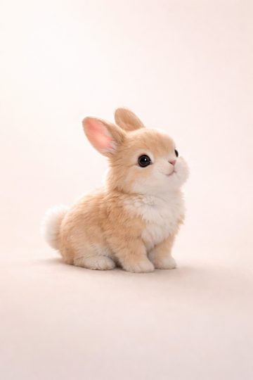 Minimal Bunny Portrait on Soft Beige