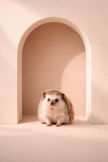 Minimal Hedgehog in Arch Beige Aesthetic Wallpaper