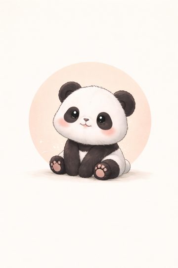 Minimal Panda with Soft Circle Background Wallpaper