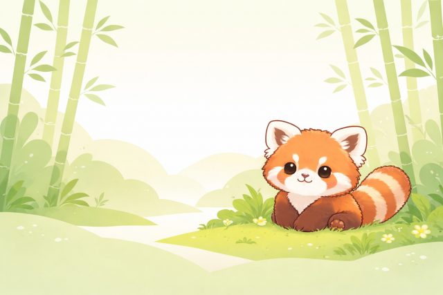 Minimal Red Panda Bamboo Garden Wallpaper