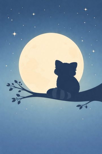 Minimal Red Panda Moon Silhouette Wallpaper