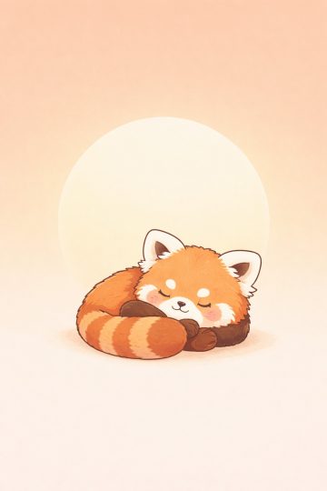 Minimal Sleeping Red Panda Wallpaper