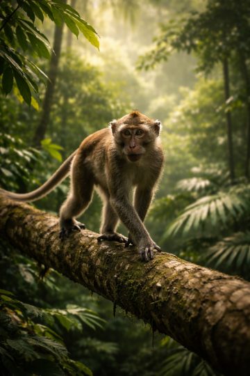 Monkey Walking Branch Jungle Depth Wallpaper